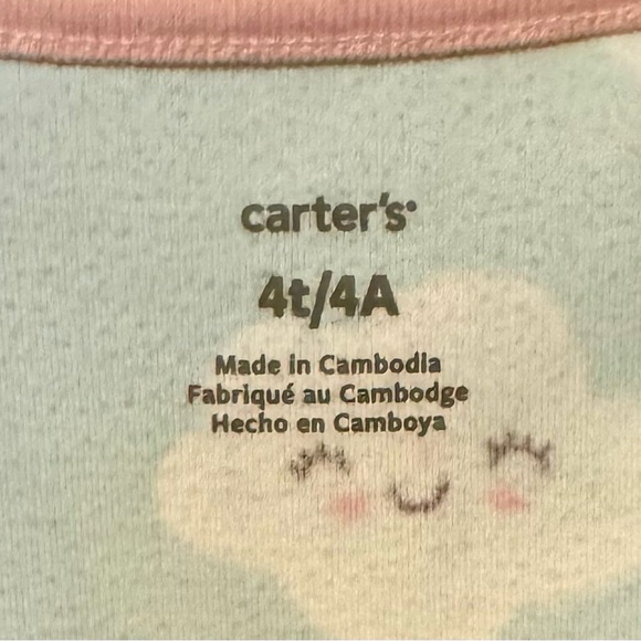 Carter’s Unisex Blue/Pink Fleece Cloud Sleeper 4T - Picture 6 of 8
